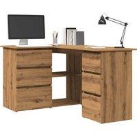 Berkfield Home Corner Desk Artisan Oak 145x100x76 cm Engineered Wood in Brown | Size: 145 x 100 x 76 cm