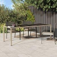 Berkfield Home Garden Dining Table Beige 250x100x75 cm Poly Rattan | Size: 250 x 100 x 75 cm