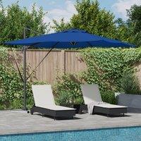 Berkfield Home Cantilever Roma Parasol with LEDs in Azure Blue 286 x 285 x 270 cm, Aluminium | Size: 286 x 285 x 270 cm
