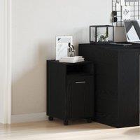 Berkfield Home Side Cabinet on Wheels - Black Oak, 33x38x60 cm, Made of Engineered Wood | Size: 33 x 38 x 60 cm