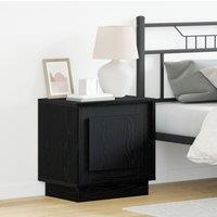 Berkfield Home Bedside Cabinet with LED Lights Black Oak 44x34, 5x45 cm