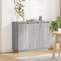 Berkfield Home Sideboard with LED - Grey Sonoma, 90x32x75 cm, Made of Engineered Wood | Size: 90 x 32 x 75 cm