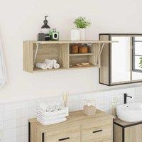 Berkfield Home Bathroom Wall Cabinet Sonoma Oak 80x25x30 cm Engineered Wood in Brown | Size: 80 x 25 x 30 cm