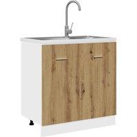 Berkfield Home Sink Bottom Cabinet Lyon Artisan Oak 80x46x81.5 cm Engineered Wood in Brown