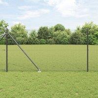 Berkfield Home Welded Wire Fence with 7 Spike Posts Grey 1.4x10 m Steel