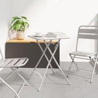 Berkfield Home Folding Garden Table Beige 55x55x73 cm Steel | Size: 55 x 55 x 73 cm