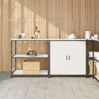 Berkfield Home with Shelf with Storage with Door Adjustable 2 pcs White Cold-rolled steel