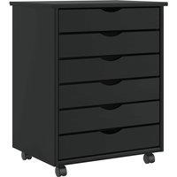 Berkfield Home Rolling Cabinet with Drawers MOSS Black Solid Wood Pine