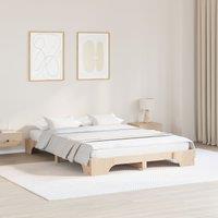 Berkfield Home Bed Frame Natural Solid Pine wood King Size Durable in Brown