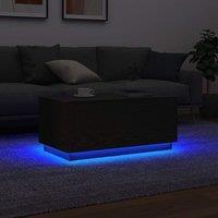 Berkfield Home Coffee Table with LED Lights Black Oak 90x50x40 cm | Size: 90 x 50 x 40 cm