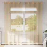 Berkfield Home Voile Curtains with Grommets 2 pcs Sand in Brown