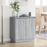 Berkfield Home Sideboard with LED in Grey Sonoma - 71 x 34.5 x 75 cm, Made of Engineered Wood | Size: 71 x 34.5 x 75 cm