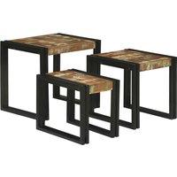 Berkfield Home Nesting Tables 3 pcs Multicolor Solid Reclaim wood in Brown