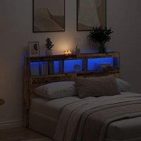 Berkfield Home Headboard Cabinet with LED Old Wood 160x17x102 cm in Brown | Size: 160 x 17 x 102 cm