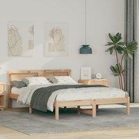 Berkfield Home with LED Strip Lights with Headboard Brown 120 x 190 cm Solid pine wood