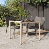 Berkfield Home Garden Dining Table Beige 90x90x75 cm Poly Rattan | Size: 90 x 90 x 75 cm