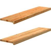 Berkfield Home Window Sills 2 pcs Light Brown 110x25x2 cm Solid Wood Oak | Size: Medium