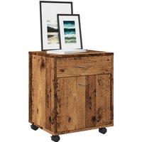 Berkfield Home Rolling Cabinet Old Wood 45x38x54 cm Engineered Wood in Brown | Size: 45 x 38 x 54 cm