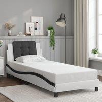Bed Frame without Mattress White and Black 80x200 cm Faux Leather