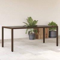 Berkfield Home Garden Table with Glass Top Brown 190x90x75 cm Poly Rattan | Size: 190 x 90 x 75 cm