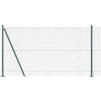 Berkfield Home Chain Link Fence with 7 Flanged Posts 1.2x10 m Galvanised Steel in Green