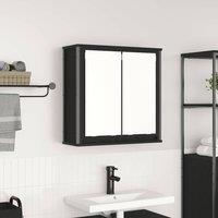 Berkfield Home Bathroom Wall Cabinet with Mirror Black Oak 60x21x60 cm | Size: 60 x 21 x 60 cm