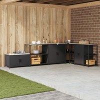 Berkfield Home Kitchen Storage Shelf with Storage Black Steel