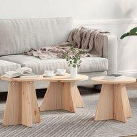 Berkfield Home Coffee Table 3 pcs Natural Solid pine wood