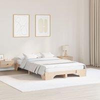 Berkfield Home Bed Frame Natural Solid Pine wood 135 x 190 cm Bed Frame in Brown
