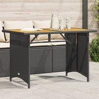 Berkfield Home Garden Table with Wooden Top Black 110x68x70 cm Poly Rattan | Size: 110 x 68 x 70 cm