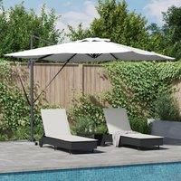 Berkfield Home Roma Cantilever Parasol with Solar LEDs - Sand - 286 x 285 x 270 cm - Aluminium