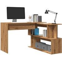Berkfield Home Corner Desk Artisan Oak 200.5x50x76 cm Engineered Wood in Brown