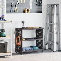 Berkfield Home Tool Trolley with Shelf with Wheel with Storage Manual Black Medium Metal