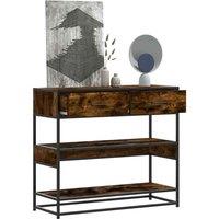 Berkfield Home Console Table Smoked Oak 90x35x80 cm Engineered Wood in Brown | Size: 90 x 35 x 80 cm