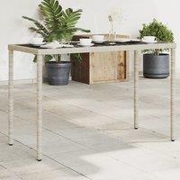 Berkfield Home Garden Table with Glass Top Light Grey 115x54x74 cm Poly Rattan | Size: 115 x 54 x 74 cm