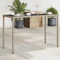 Berkfield Home Garden Table with Glass Top Grey 115x54x74 cm Poly Rattan | Size: 115 x 54 x 74 cm