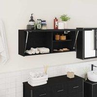 Berkfield Home Bathroom Wall Cabinet Black 100x25x40 cm Engineered Wood | Size: 100 x 25 x 40 cm