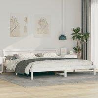 Berkfield Home with LED Strip Lights with Headboard White 180 x 200 cm Solid pine wood
