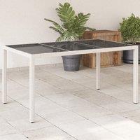 Berkfield Home Garden Table with Glass Top White 150x90x75 cm Poly Rattan | Size: 150 x 90 x 75 cm