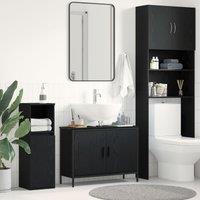 Berkfield Home Bathroom Sink Cabinet Black Oak 80x30x60 cm Engineered Wood | Size: 80 x 30 x 60 cm