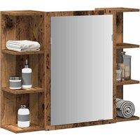 Berkfield Home Bathroom Mirror Cabinet Old Wood 80x20.5x64 cm Engineered Wood in Brown
