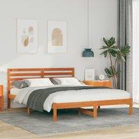 Berkfield Home with Headboard Wax brown 140 x 200 cm Solid pine wood
