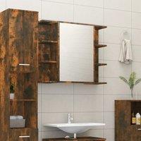 Berkfield Home Bathroom Mirror Cabinet Smoked Oak 80x20.5x64 cm Engineered Wood in Brown