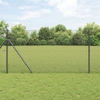 Berkfield Home Welded Wire Fence with 13 Posts Grey 1.2x50 m Steel