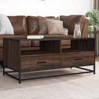 Berkfield Home Coffee Table Brown Oak 100x50x45 cm Engineered Wood & Metal | Size: 100 x 50 x 45 cm