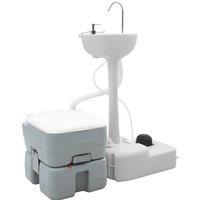 Berkfield Home Camping Table grey body+white lid+cool grey