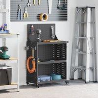 Berkfield Home Tool Trolley Black 65 x 35 x 111 cm Powder-coated steel