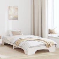 Berkfield Home Bed Frame White Solid Pine Wood Single Minimalist Design