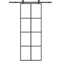 Berkfield Home Sliding Door with Hardware Set 76x205 cm ESG Glass&Aluminium in Black