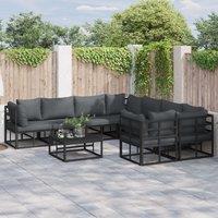 Berkfield Home Garden Sofa Set 9 pcs Black 70 x 70 x 32 cm Aluminium